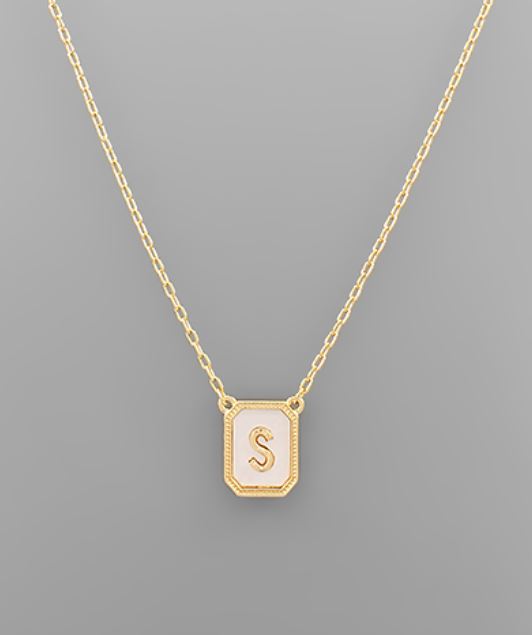 ADORNIA 14k Gold-Plated Paperclip Chain & Mother-of-Pearl Initial F 17